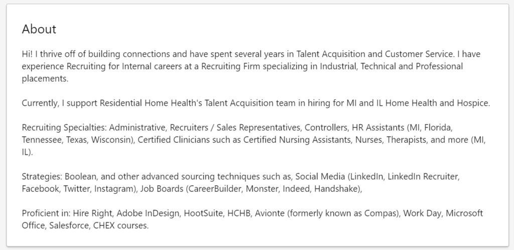 how to write a linkedin summary - nicely spaced with keywords